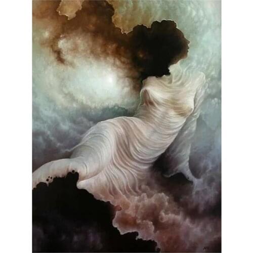 5D DIY Full Round Diamond Painting Sexy Woman Cross Stitch 3D Embroidery Sky Landscape Rhinestone Mosaic Home Decor Art Y1717