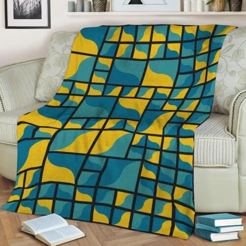 Abstract Geometric Pattern 3D Printed Velvet Plush Throw Fleece Blanket Bedspread Sherpa Blanket Home Decora