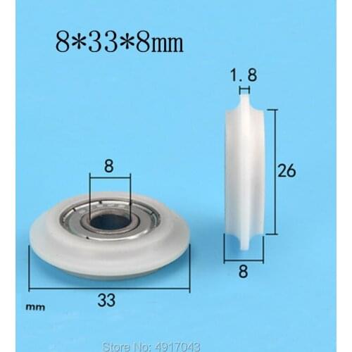 Free shipping 10pcs Y convex V-groove pulley rolling pulley deep groove ball bearing track plastic coated bearing wheel 8*33*8mm