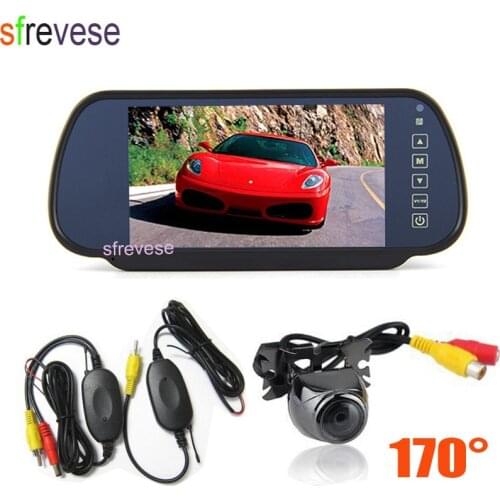 Wireless Mini Metal Reversing Parking Backup Camera 170 Degree + 7" Mirror Monitor Car Rear View Kit System