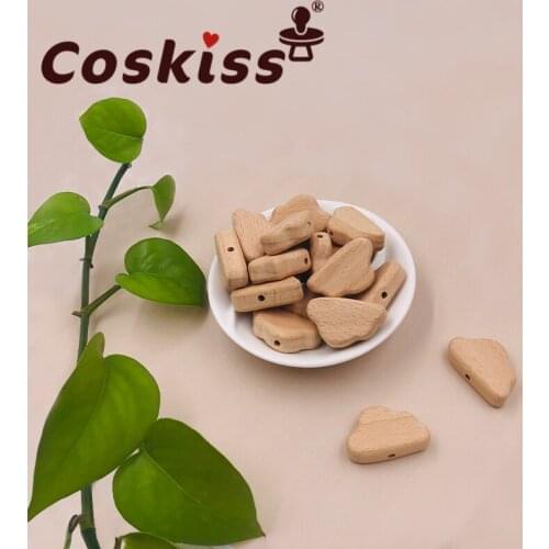 Coskiss Animal Beads 20pcs Food Grade Wood Bead Beech Wooden Clouds DIY Teething Nursing Mom Necklace jewelry Making Teethers
