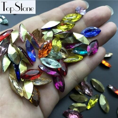 Mixed Colors 100pcs/pack 7x15mm 9x18mm Navette Resin Beads Pointback Marquise Resin K9 Fancy Stones DIY Jewelry accessories