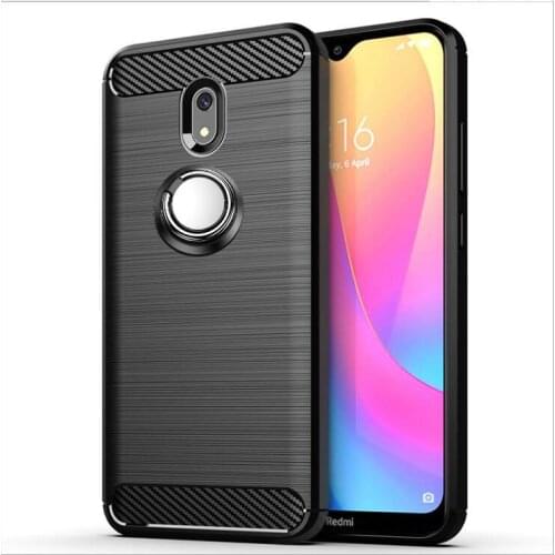 For Xiaomi Redmi 8A Case Luxury Brushed Carbon Fiber Case For Xiaomi Redmi 8A Magnetic Ring Holder Cover Case