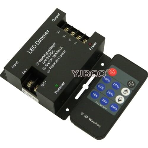 DC12-24V Iron shell RF 11 Keys led dimmer; 6A*3 Channel(3ch signal are the same)output;Output Power 12V192W, 24V384W