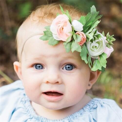 Kid Headband Rose Flower Hairband children Wreath hairpins flower girl hair crown ornament Beach Bows Accessories Ties Turbante