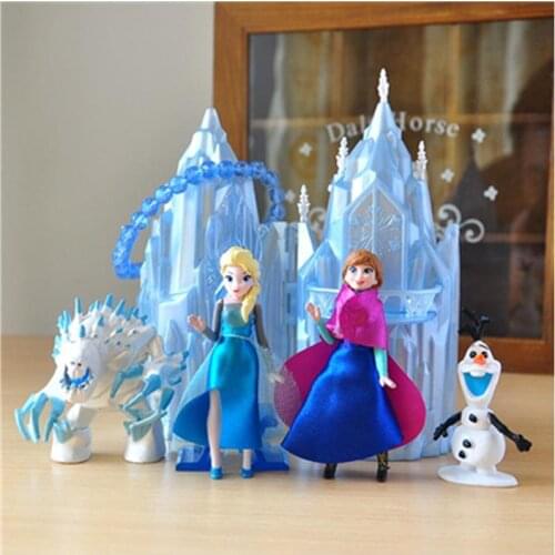Disney Frozen New Toys 6pcs/Lot 6-16cm PVC Anna Elsa Princess Olaf Sven Kristoff And Castle Ice Palace Throne Action Figure Doll
