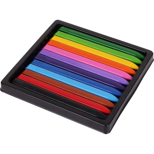 DL Good 72061 plastic crayons 12 color not easy to dirty hand durable and durable not easy to break random mixed color stack