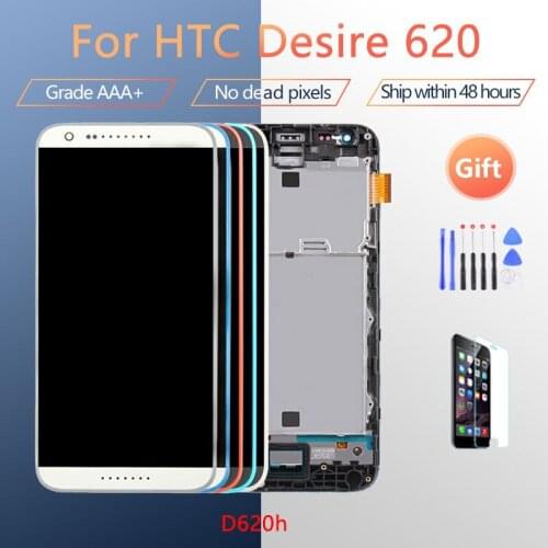 For HTC Desire 620 620U 620T 620G LCD screen assembly with front case touch glass, D620h LCD Display original Black White