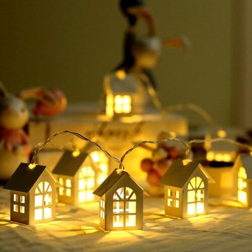 1.5/3m 10/20leds Battery Garland Wood House String Light Room Decor String Lamp Wedding Party Holiday Fairy Lights Novelty Lamp