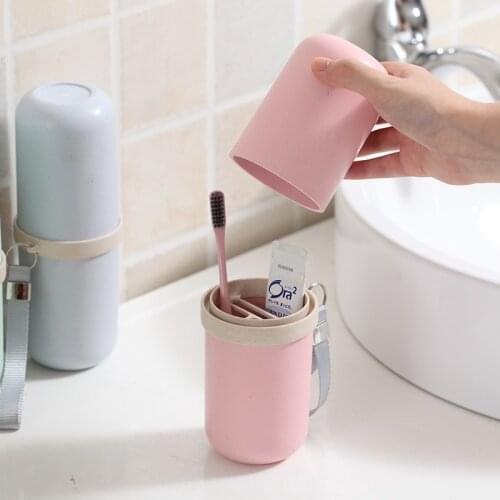 Bamboo Fiber Clean Storage Box Travel Cup Toothbrush Cup Portable Toothpaste Comb Box Tooth Brush Holder Bathroom Accessories