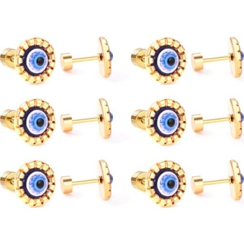 LUXUKISSKIDS 316L Stanless Steel Screw Earrings Eye Shape Earings Wholesale Lots Jewelry Stud Earings For Women Girls Brincos