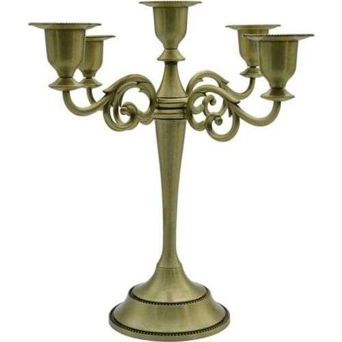 Metal Bronze Candle Holder High Wedding Church Candle Holder Living Room Decoration Romantic Soporte Vela Candlestick DD60ZT
