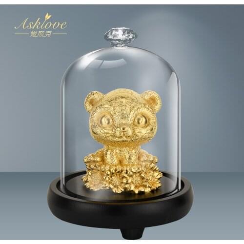 Cute Tiger statues Ornaments Gold Foil Crafts Animal Tigers Home Figurine Sculpture Desktop Decorations Animal decorative statue
