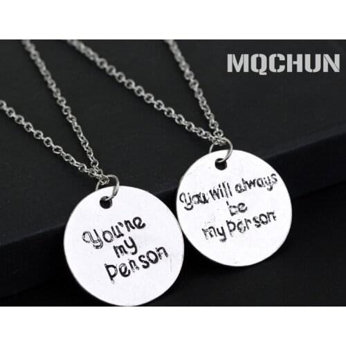 MOCHUN 2 Pcs/Set You Are My Person, You Will Always Be My Person Pendant Necklaces Best Friends Anime Cosplay Lovers Necklace-30