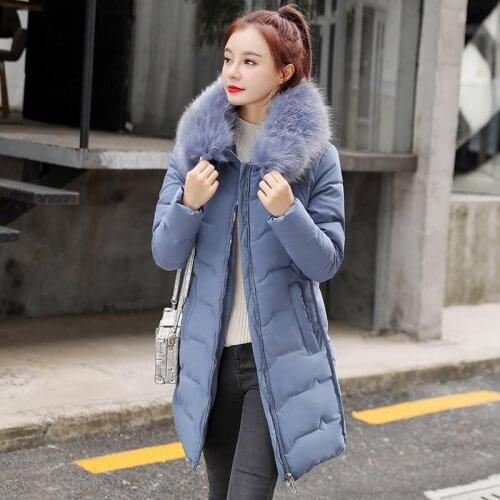 2020 New Fashion Female Solid Outwear Long Parkas Winter Women Korean Hooded Jacket Warm Thick Down Cotton Coat