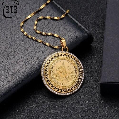 Wholesale Rhinestone Crystal Muslim Dubai Gold Coin Middle East Jewelry Goth Necklaces for Women