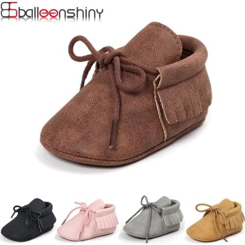 Autumn/Spring Baby Shoes 12cm for 6-9months Newborn Infant Leather Soft Fringed Toddler Shoes Boys Girls First Walkers Shoes