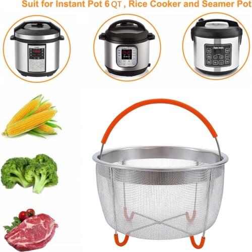 Steamer Basket Stainless Steel For 3/6/8qt Pot Pressure Cooker With Silicone Covered Handle Pot Accessories