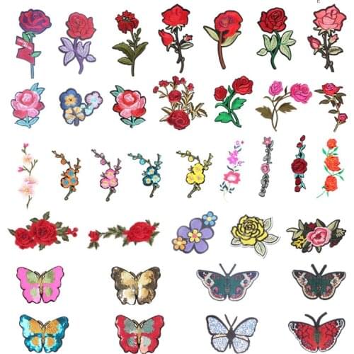 Flower Butterfly Embroidery Patches Iron On Patch For Clothing DIY Stickers Sew On Clothes Denim Jacket Backpack Badges F
