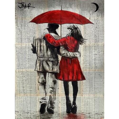 Popular Embroidery Lovers under the Umbrella Picture to Cross Stitch with 14CT Aida Counted Canva&Free Shipping for Home Decora