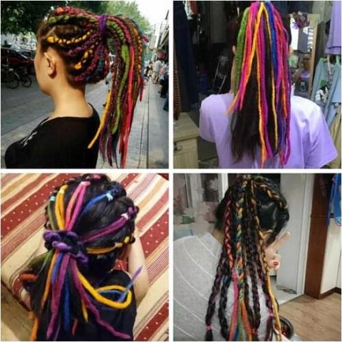 Lottie Long Dreadlock Ponytail Wig Handmade Wool Dread Lock Hair Band Cybergoth Cosplay Lolita Headband Accessories