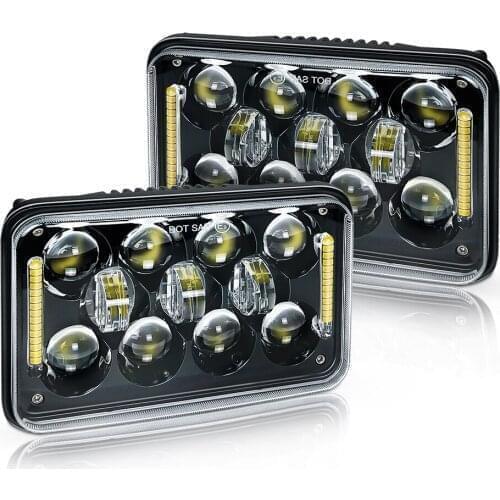 Rectangle 4x6inch Led Headlights Replacement Hi/Lo Beam Fits Headlamp for Forklift Trailer Boat Working Light Bar