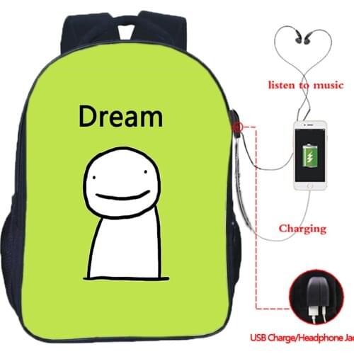 Dreamwastaken Backpack with USB Interface Boys Girls Kids Cartoon Knapsack Children Travel Rucksack Students Anime School Bags