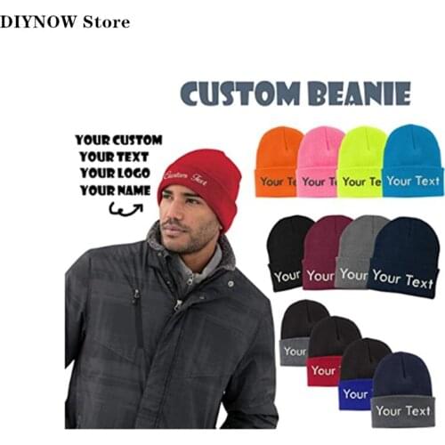 Design Your Own Beanie Custom Beanies Winter Hats For Woman DIY Wool Casual Fashion Personality Warm Hat Embroidery Printed