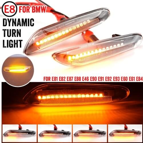 2Pcs LED Dynamic Side Marker Turn Signal Lights For BMW E90 E91 E92 E60 E87 E82 E46 Sequential Blinker Car Door Streamer Lamps