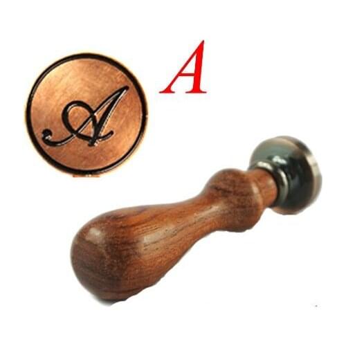 Vintage Letter A Alphabet Initial A Engraved Wedding Invitation Wax Seal Stamp Rosewood Handle Set