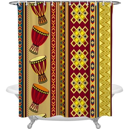 Waterproof Shower Curtains African Tambourine Geometric Lines Shower Curtain Frabic Polyester Bathroom decor Curtain