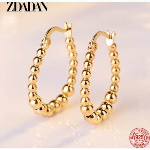ZDADAN 925 Sterling Silver Creoles Earrings For Women Wedding Charm Jewelry Gifts