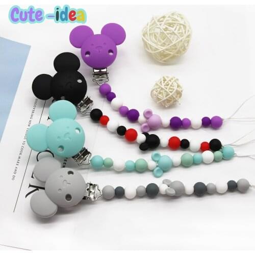 Cute-Idea 1set Silicone Bead Teether Pacifier Chain Bracelet Accessory Chain Toddle BPA Free Chewable Teething Soft Baby Product