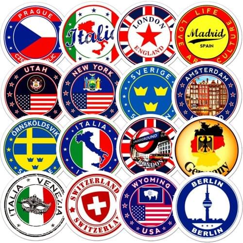 10/60Pcs National Flags Stickers Toys Sticker DIY Scrapbooking Suitcase Flag Logo Envelope Sealing Sticker