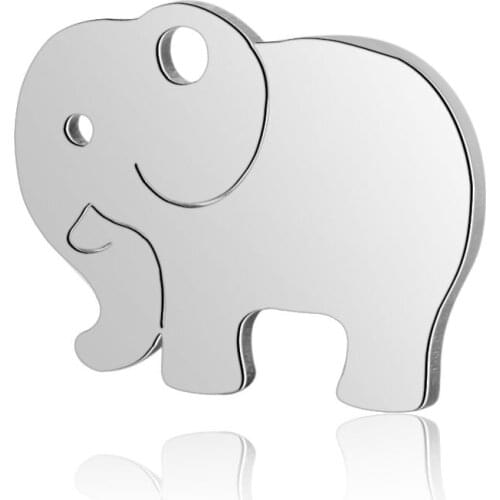 10pcs 316L Stainless Steel Double Side Polished Lovely Elephant Animal Floating Charm Pendant Fit DIY Necklace Jewelry Making