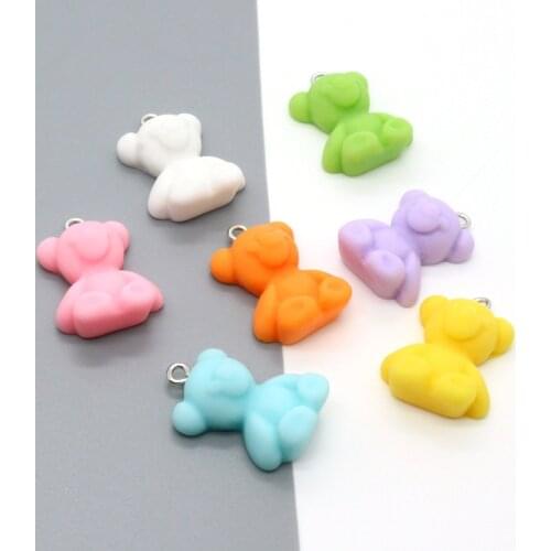 10pcs Mixed Solid Color Candy Bear Earring Resin Charms Animal Bracelet Keychain Necklace Pendants Make DIY Jewelry Accessory
