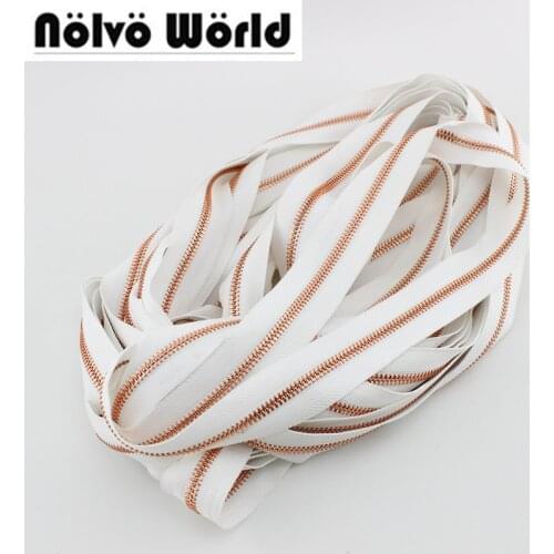 10 yards 5# Y teeth WHT Rose Gold two ways zipper,white tape rose golden teeth zips for sewing parts