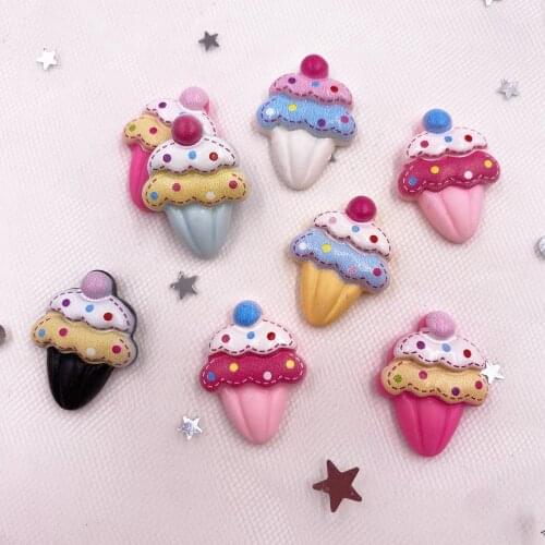 20pcs Resin Colorful Ice Cream Flatback Figurines Cabochon Scrapbook DIY Home Decor Accessories Craft SuppliesSH55