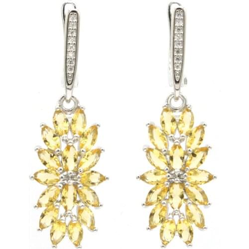 53x22mm Fancy Long Big Created Fire Rainbow Mystic Topaz Bright Zircon Gift For Ladies Silver Earrings Wholesale Drop Shipping