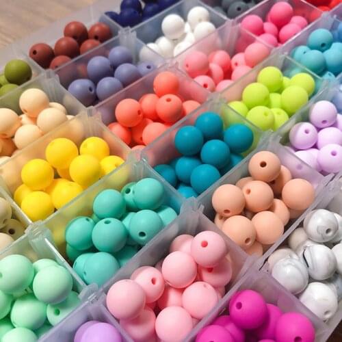 50pcs Silicone Beads 12mm Eco-friendly Sensory Teething Necklace Food Grade Mom Nursing DIY Jewelry Baby Teethers