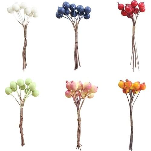 6 Bunches Christmas Berry Stems Decorative Artificial Berry Branches Berry Pick Home Decor Photography Props Party Supplies