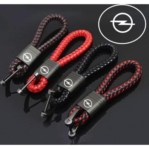 For Opel astra j h g insignia mokka corsa d vectra Car High-Grade Hand Woven Leather KeyChain Metal Alloy Key Ring Waist Buckle