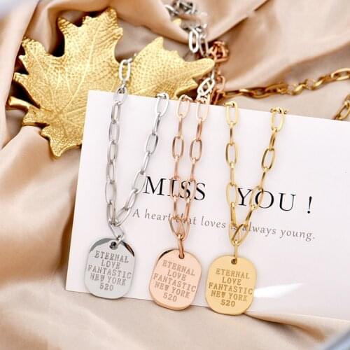 316L stainless steel no fading Good Luck web celebrity Same style plus long clavicle chain round brand Lucky Sen necklace