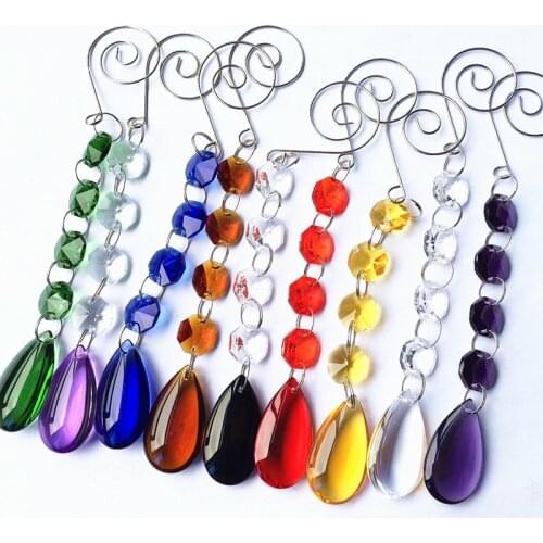 Top Quality 10pcs/Lot Mixed Colors K9 Crystal Beads Chains W 38mm Lovely Glass Water Drops For Christmas Tree Hanging Decoration