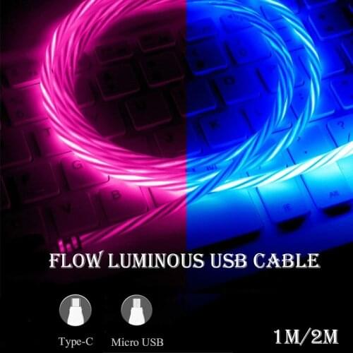 1/2M LED USB Cable Micro USB Type C Cable Mobile Phone QC3.0 Fast Charger Cable for iPhone Samsung Xiaomi Lighting Charging Wire