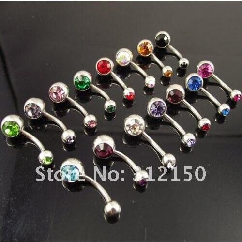 Double gem belly ring, press fit body piercing jewelry, Sexy Body Jewelry double gem belly rings Navel Rings
