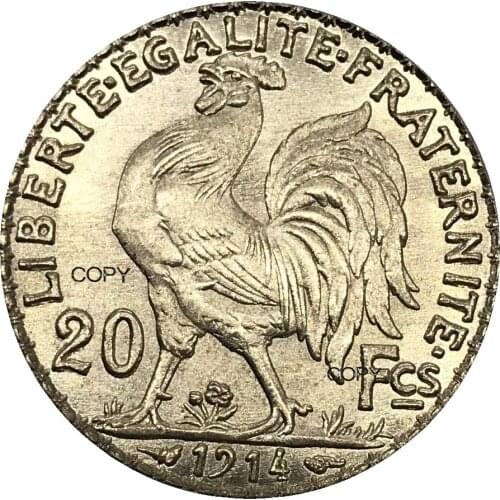 Aliexpress france France Gold 20 Francs 1914 Gold Marianne Rooster Brass Metal Copy Coin