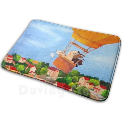 Leaving Home Mat Rug Carpet Anti-Slip Floor Mats Bedroom Anniewhite Annie White Leaving Home Balloon Hot Air Balloon Yellow Dogs