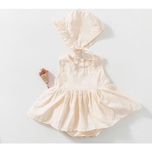 Ruffles lace romper baby girls sleeveless jumpsuit for newborn kids overalls children bodysuit pajamas toddler onesie cap 0-24m