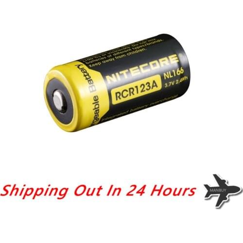 NITECORE NL166 650mAh 3.7V 2.4Wh Protected Lithium Rechargeable RCR123A 16340 18350 Li-ion Battery High Drain Devices Flashlight